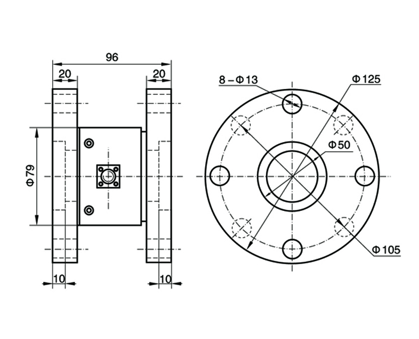Disegno dimensionale del sensore di coppia statica TJN-3