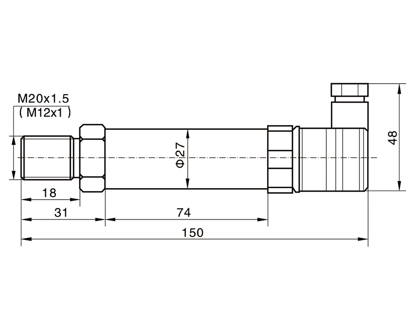 Disegno dimensionale del sensore di pressione dello estensimetro TBP-1